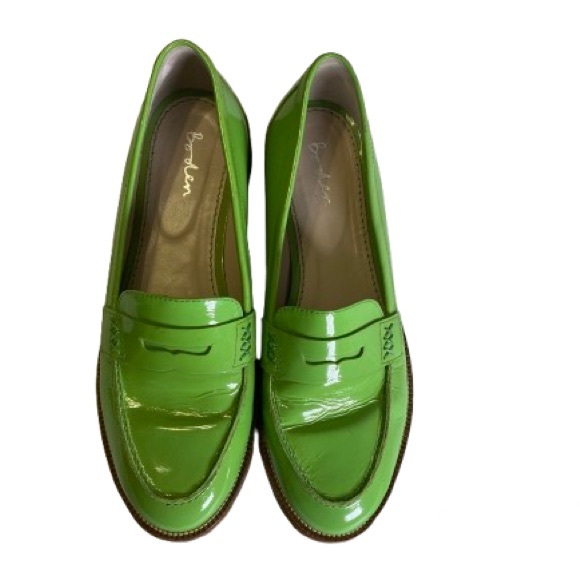 Boden Women's Vibrant Green Patent Flats Real Leather - Picture 7 of 9